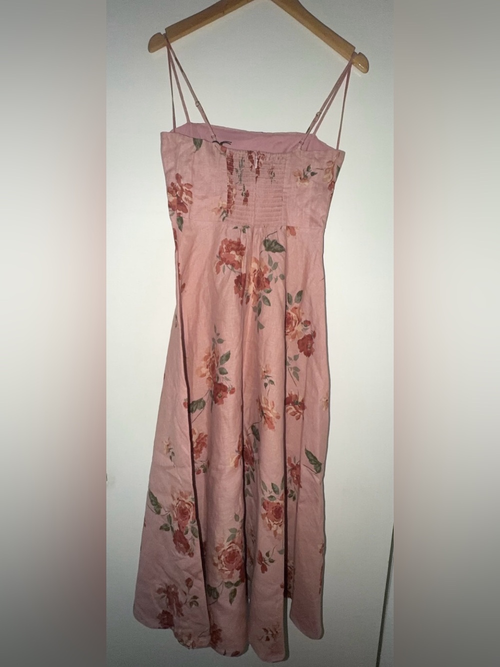 Reformation Floral Pink Midi Dress with Spaghetti Straps - Picture 4 of 5